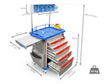 Trolley with 5 drawers, shelves and accessories