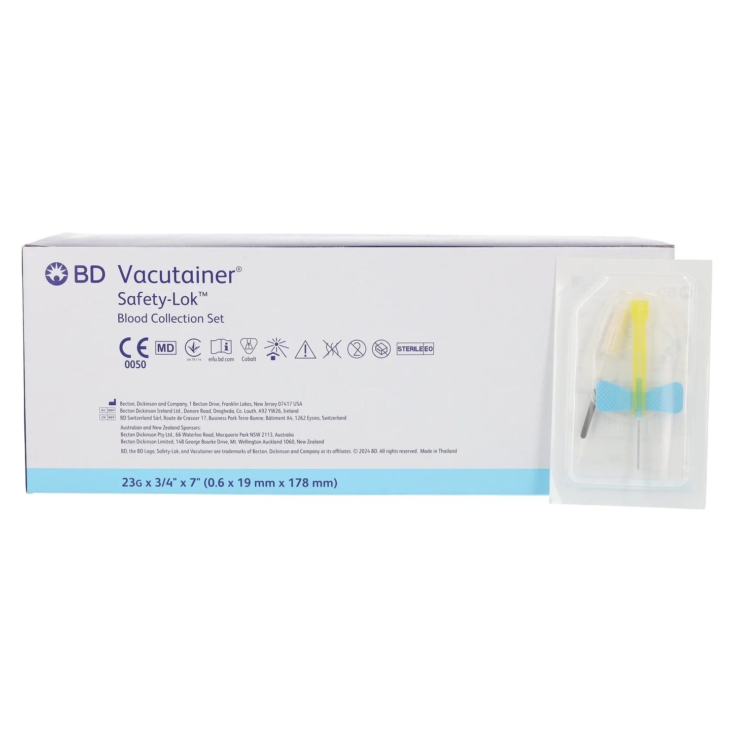23G x 0.75" BD Safety-Lok Blood Collection Set with Luer Adaptor and 7" Tubing x 50