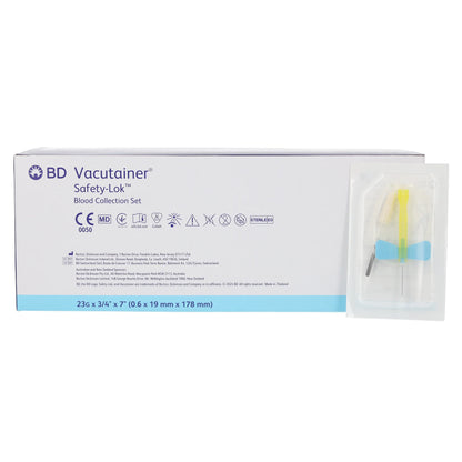 23G x 0.75" BD Safety-Lok Blood Collection Set with Luer Adaptor and 7" Tubing x 50
