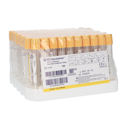 BD Vacutainer plastic SST II advance tube, yellow, 5ml 13mm x100