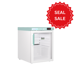 White LEC Medical Vaccine refrigerator with a red 'SEAL SALE' label on a white background 444411891