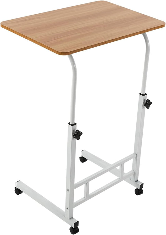 Laptop Table On Wheels Portable Desk Workstation Height Adjustable Tray On Wheels Tray Table Stand Multi-Use Home Desk For Elderly Over Bed Sofa Over Bed Table (Wood)