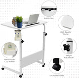 Computer Desk, Height Folding Table with 4 Wheels (White)
