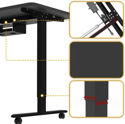 Whole Board Standing Desk 140x60cm, Electric Height Adjustable Desk, Sedentary Reminder Desk with 2-memory Presets and Cable Management Tray (Black)