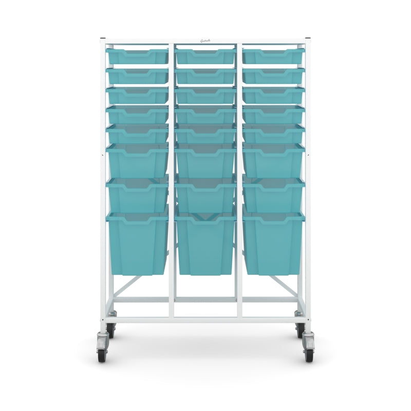 Antimicrobial Collection Medical Mid Treble Trolley 3 Jumbo 6 Deep & 15 Shallow Antimicrobial Trays