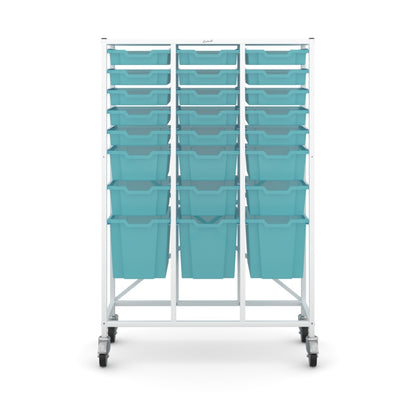 Antimicrobial Collection Medical Mid Treble Trolley 3 Jumbo 6 Deep & 15 Shallow Antimicrobial Trays