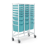 Antimicrobial Collection Medical Mid Treble Trolley 3 Jumbo 6 Deep & 15 Shallow Antimicrobial Trays