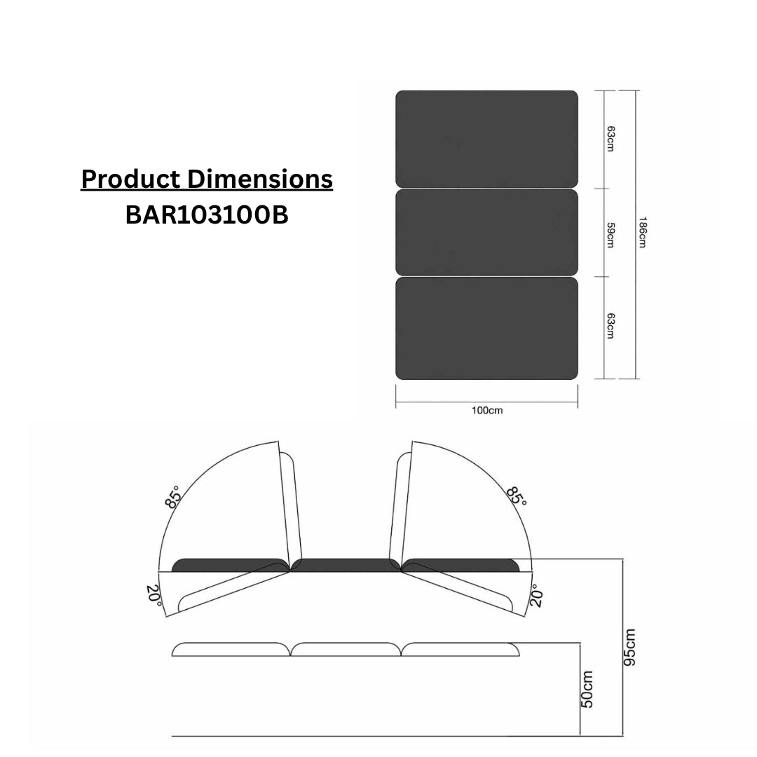 Medi Plinth 3 Section Bariatric Treatment Couch - 100cm Wide