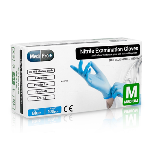 Blue Nitrile Gloves Medical Grade Cat III PPE Medium x 100