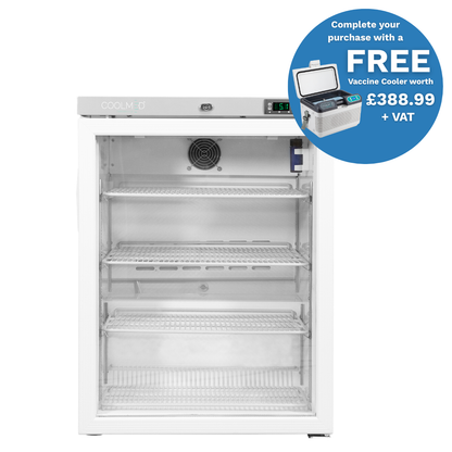 CoolMed CMG125 Under Counter Medical Fridge – Glass Door – 145 Litre