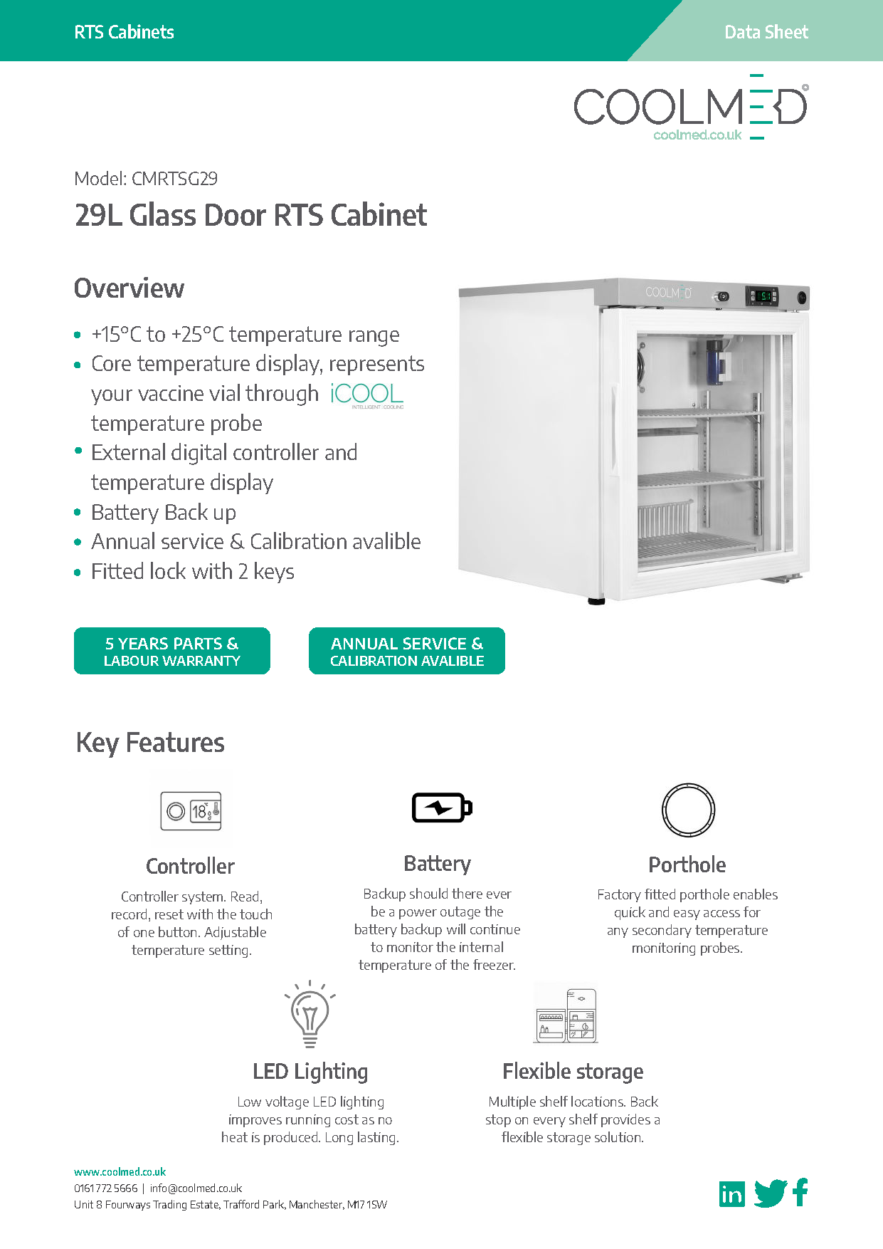 CMRTSG29 Glass Door Room Temperature Storage Cabinet 29L