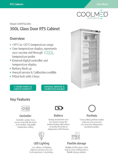 CMRTSG300 Glass Door Room Temperature Storage Cabinet 300L