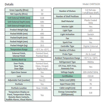 CMRTSG59 refrigerator specification sheet