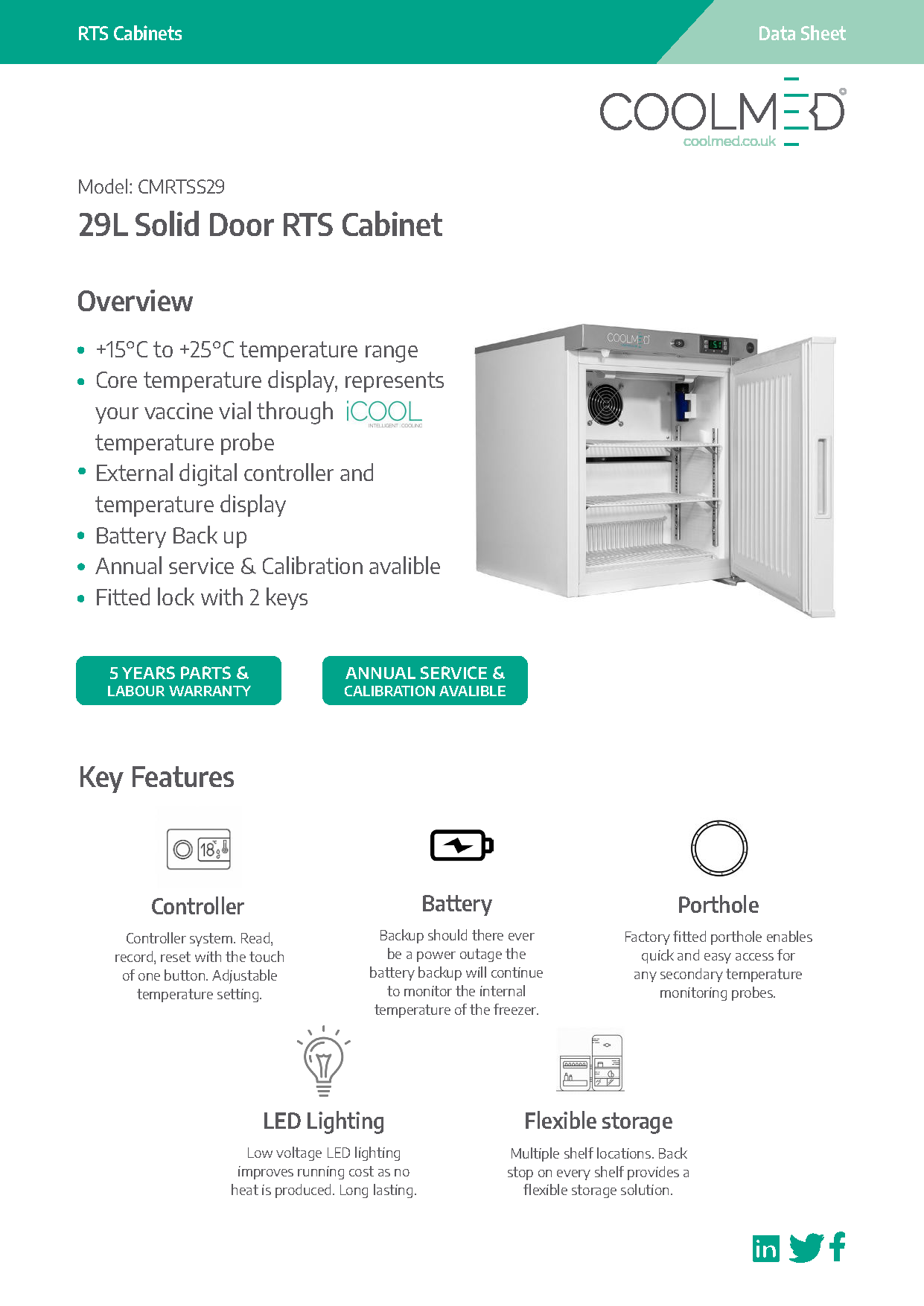 CMRTSS29 Solid Door Room Temperature Storage Cabinet 29L