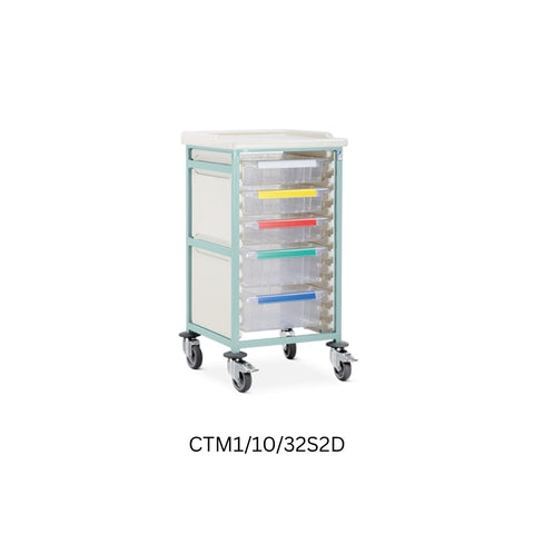 Bristol Maid Caretray – Mild Steel, Standard Level Single Column Trolley, 3 Shallow + 2 Deep Trays