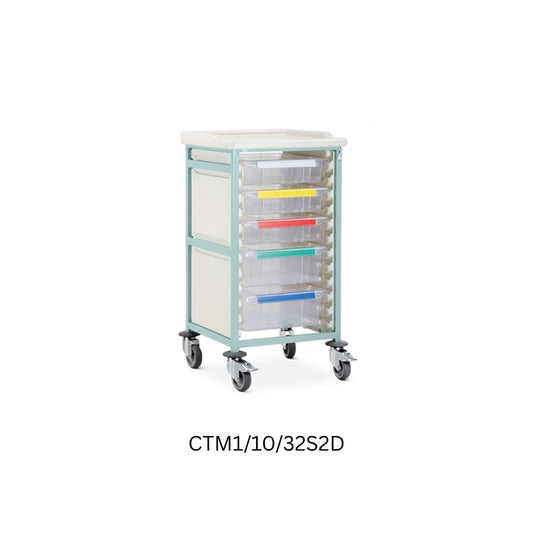 Bristol Maid Caretray – Mild Steel, Standard Level Single Column Trolley, 3 Shallow + 2 Deep Trays