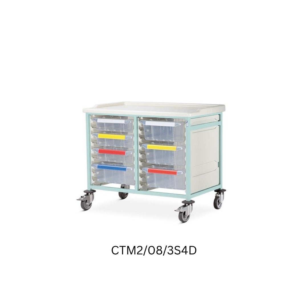Caretray – Mild Steel, Low Level Double Column Healthcare Trolley