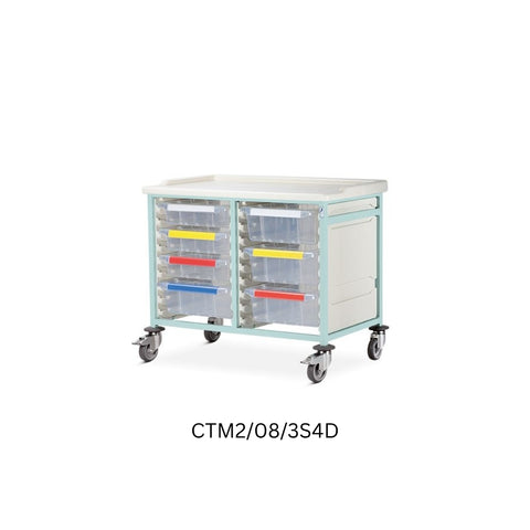 Caretray – Mild Steel, Low Level Double Column Healthcare Trolley