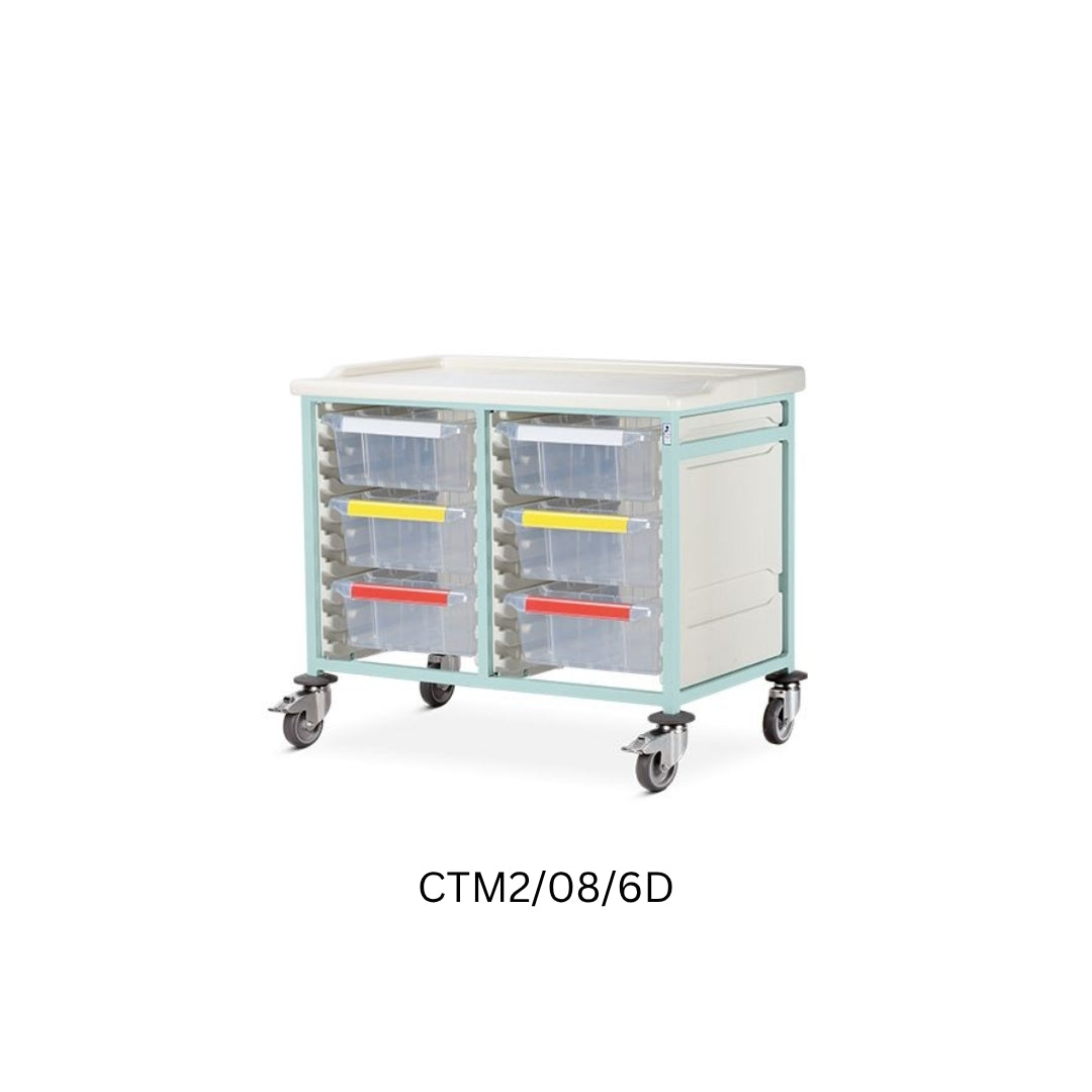 Caretray – Mild Steel, Low Level Double Column Healthcare Trolley