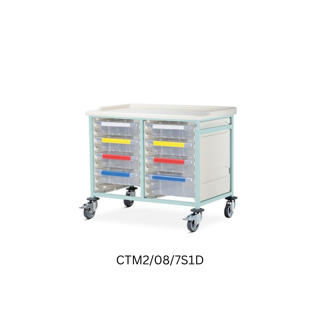 Caretray – Mild Steel, Low Level Double Column Healthcare Trolley