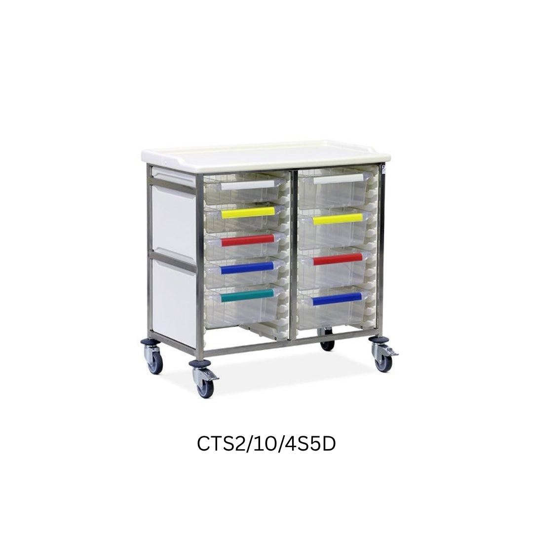 Caretray – Stainless Steel Double Column Healthcare Trolley