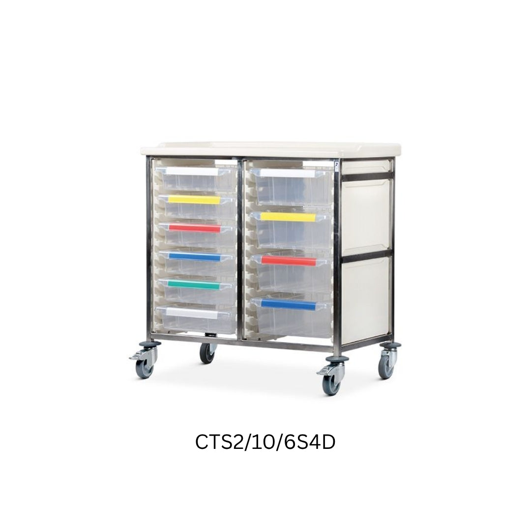 Caretray – Stainless Steel Double Column Healthcare Trolley