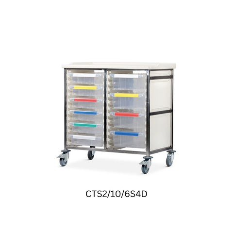 Caretray – Stainless Steel Double Column Healthcare Trolley