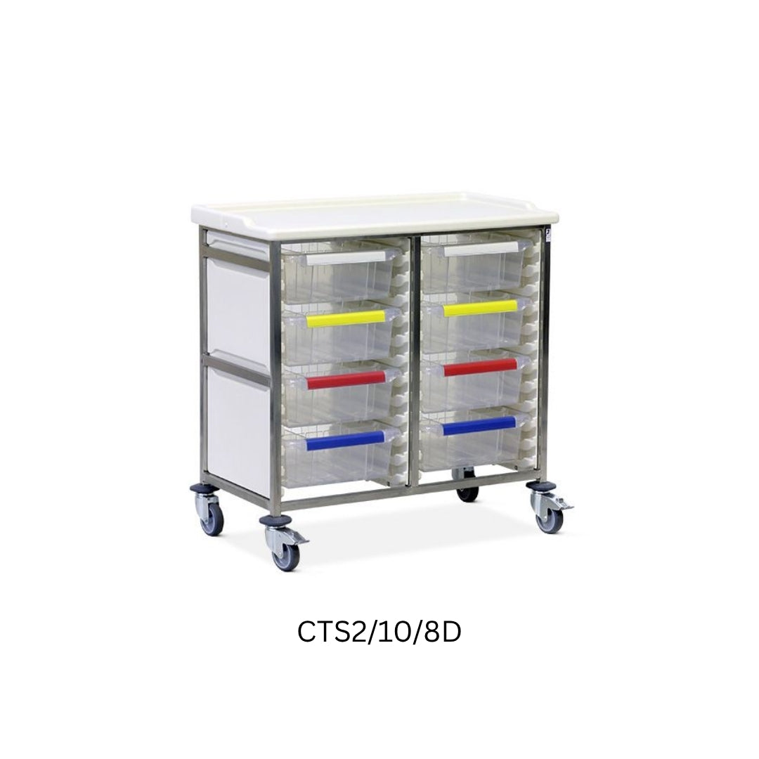 Caretray – Stainless Steel Double Column Healthcare Trolley
