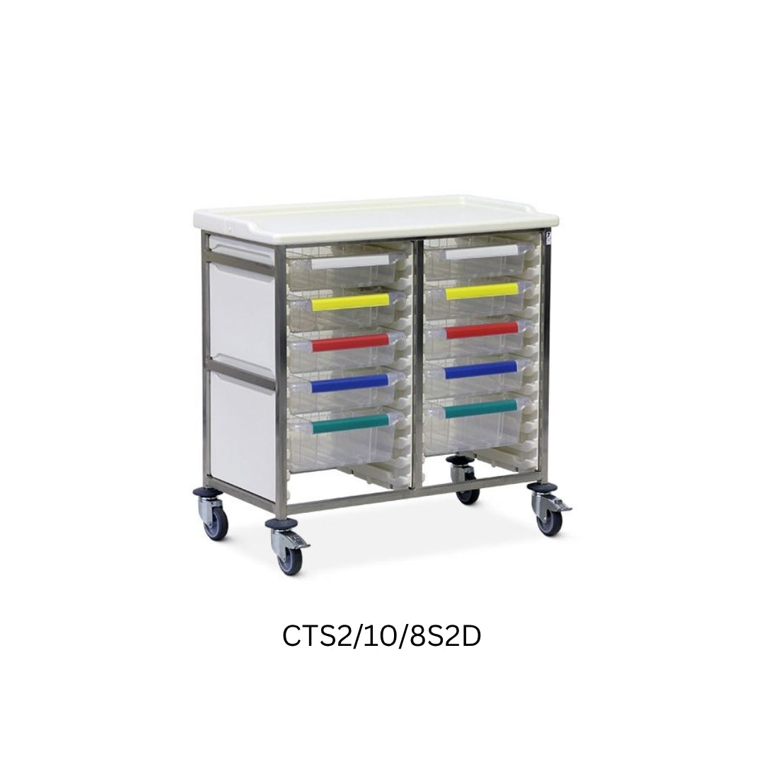 Caretray – Stainless Steel Double Column Healthcare Trolley