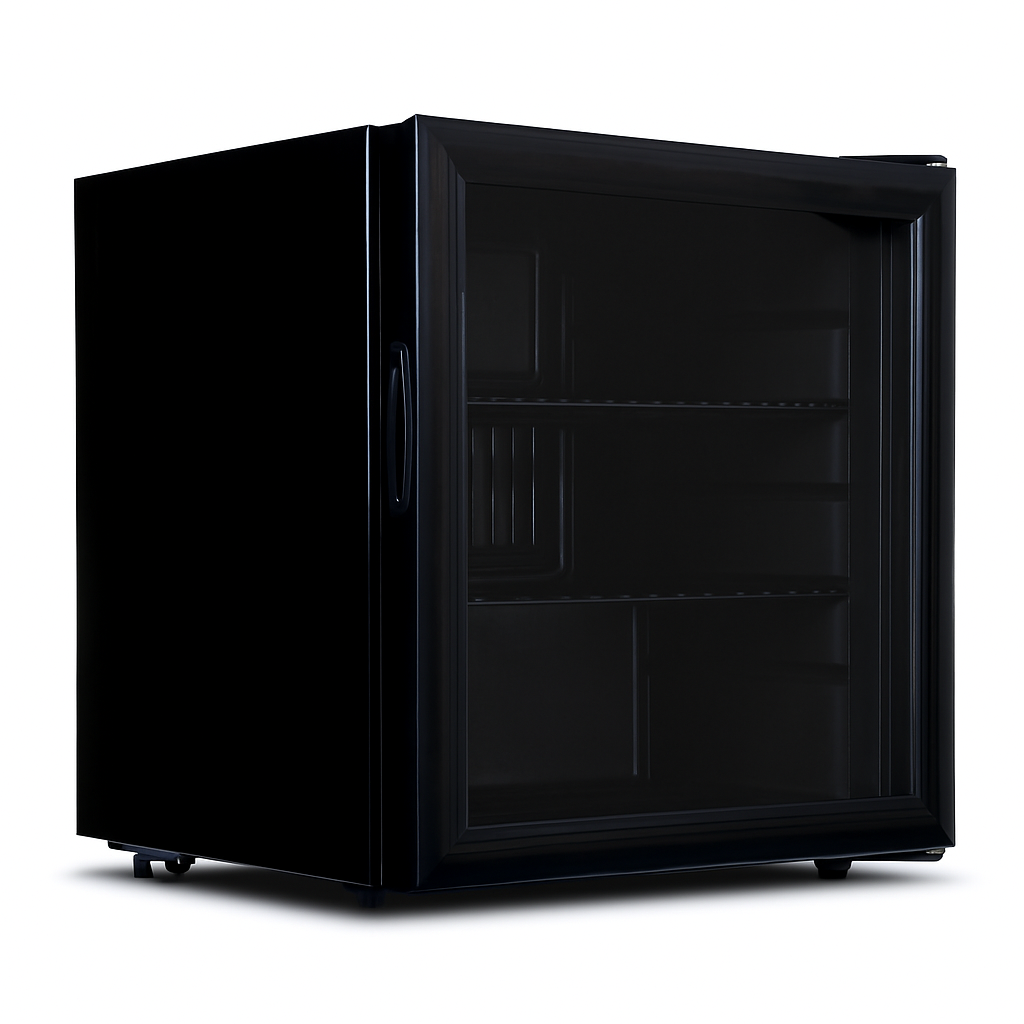 BLACK. Glass door Table Top 50L fridge