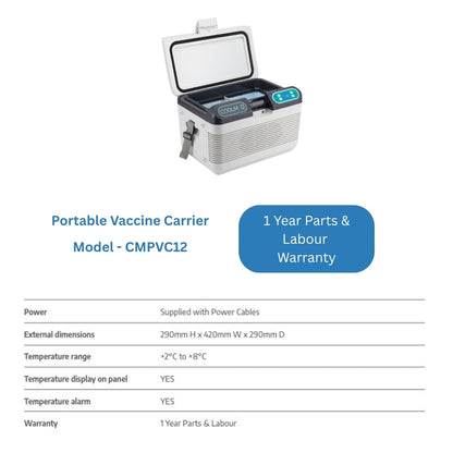 CoolMed CMPVC12 Portable Vaccine Carrier – 12 Litre