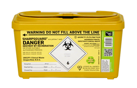 Sharpsguard Yellow 1 Ltr Sharps Bin - Single