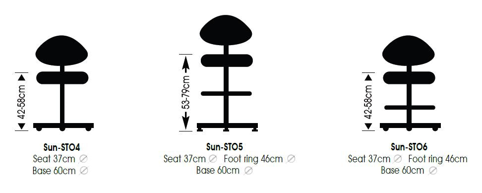 High Level Gas Lift Stool, Back Rest, Foot Ring, Glides [Sun-STO5] WHITE