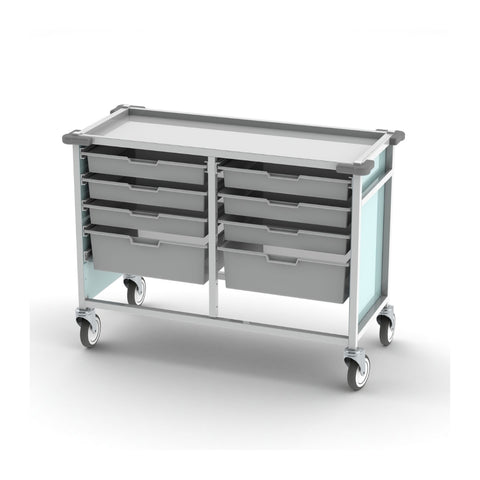 Pharmacy Medical - HECCK00X CareKart STORAGE TROLLEY, LOW LEVEL, DOUBLE COLUMN | Multiple tray configurations | Optional Push Handles