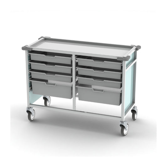 Pharmacy Medical - HECCK00X CareKart STORAGE TROLLEY, LOW LEVEL, DOUBLE COLUMN | Multiple tray configurations | Optional Push Handles
