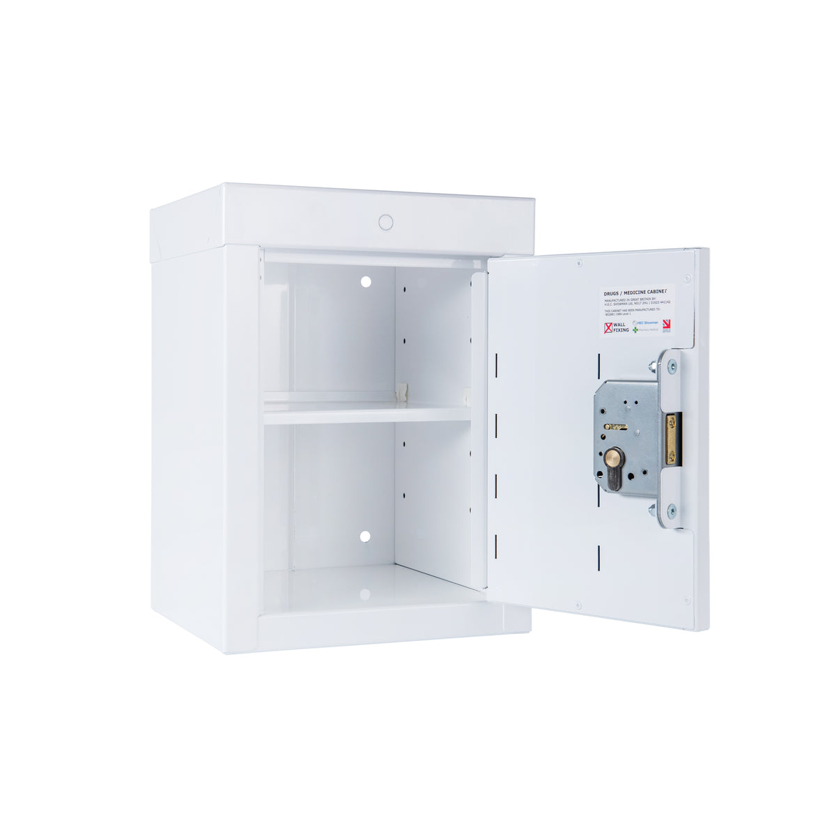 Pharmacy Medical - HECMC100 MEDICINE / DRUGS CABINET 370 X 275 X 245mm | 1 FULL DEPTH SHELF | R/H HINGE