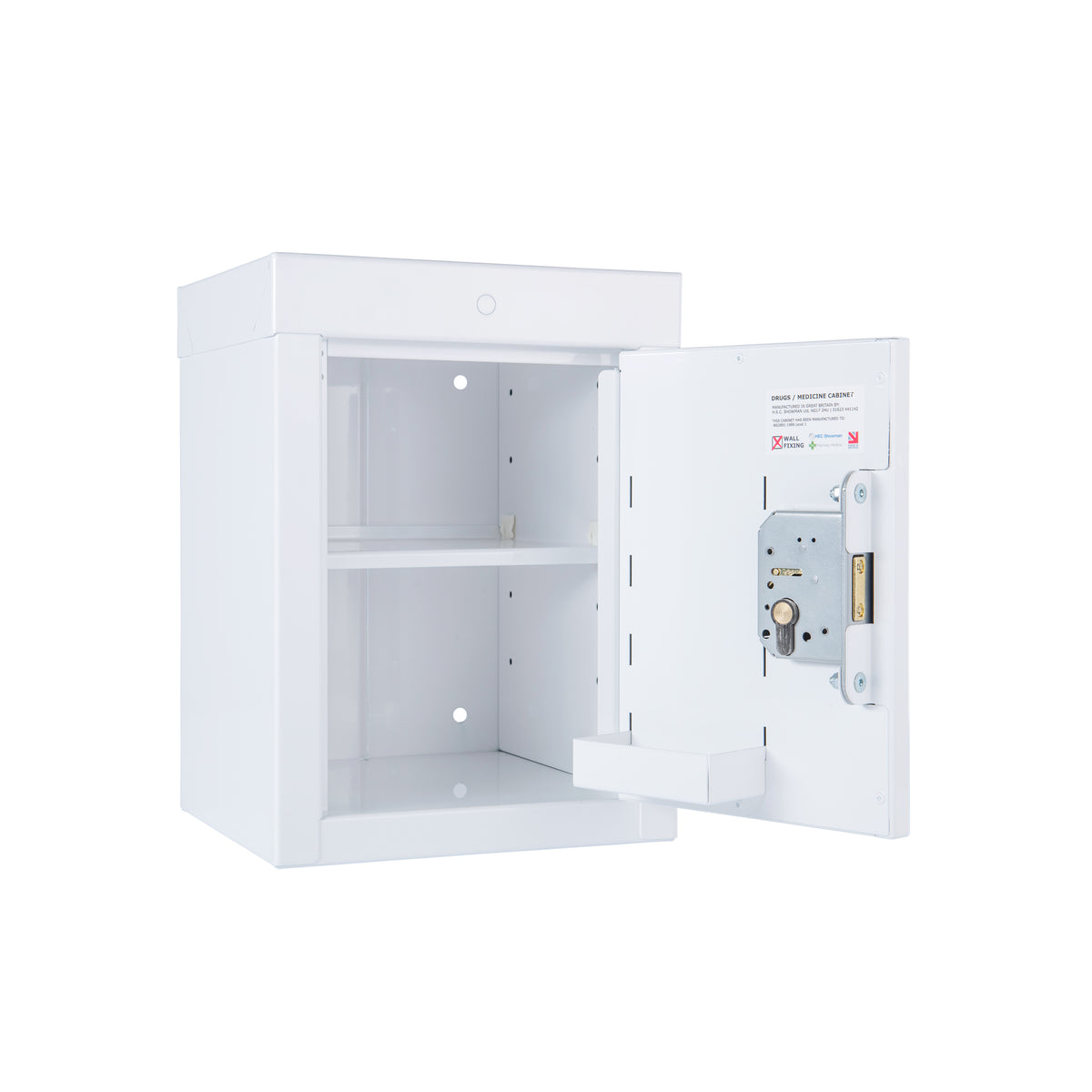 Pharmacy Medical - HECMC101 MEDICINE / DRUGS CABINET 370 X 275 X 245mm | 1 FULL DEPTH SHELF + 1 DOOR SHELF | R/H HINGE
