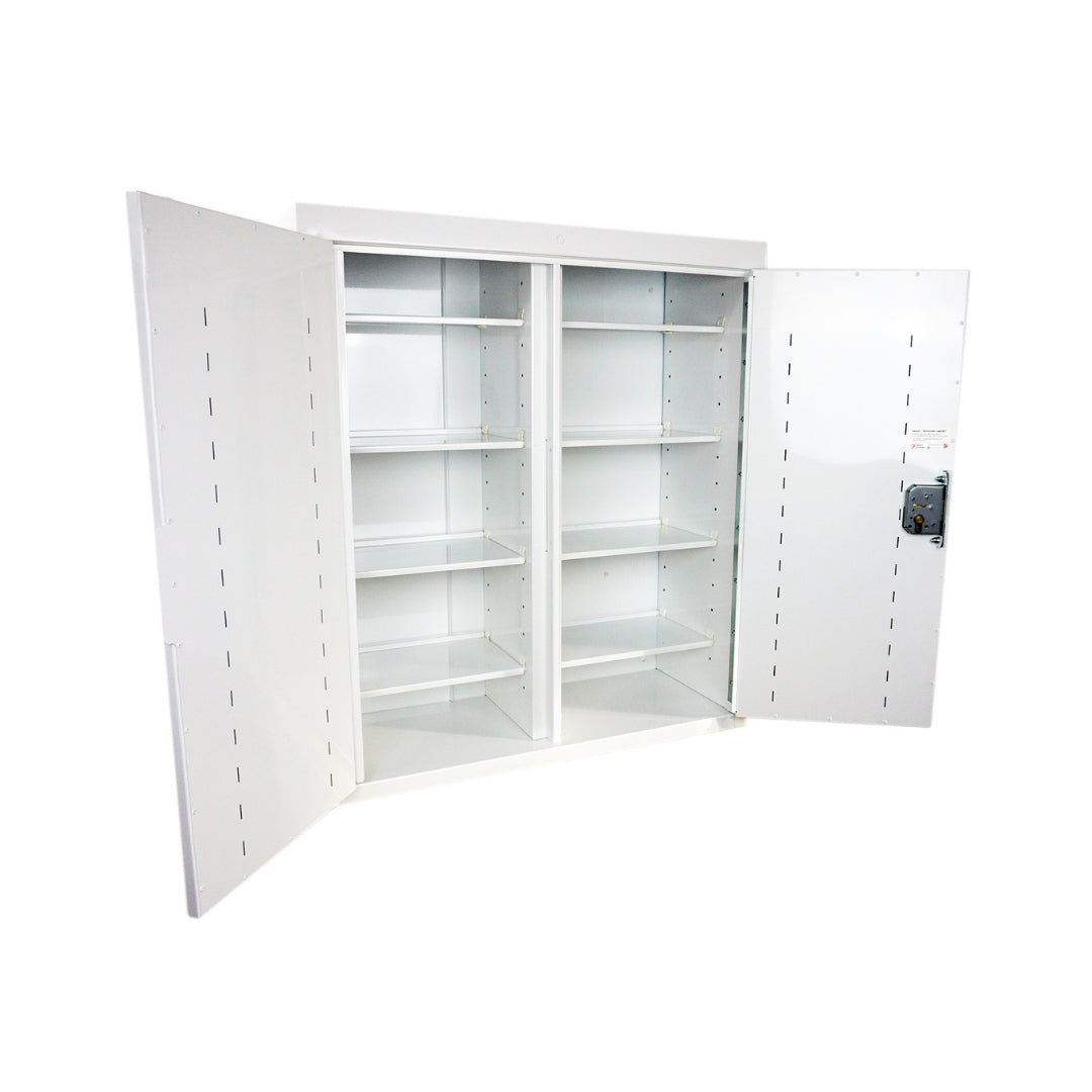 Pharmacy Medical - HECMC412 MEDICINE / DRUGS CABINET | 8 INTERNAL SHELVES + 8 DOOR SHELVES | DOUBLE DOOR | Optional warning light