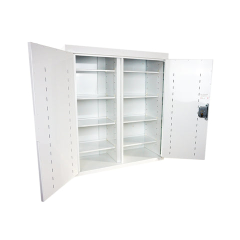 Pharmacy Medical - HECMC412 MEDICINE / DRUGS CABINET | 8 INTERNAL SHELVES + 8 DOOR SHELVES | DOUBLE DOOR | Optional warning light