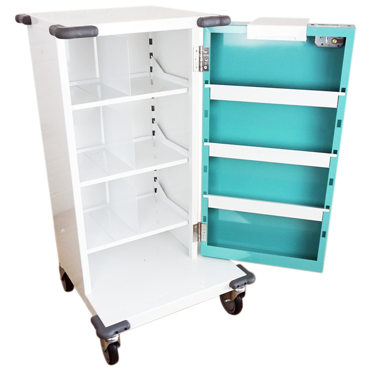 Pharmacy Medical - HECT410 30 CASSETTE NOMAD TROLLEY | SINGLE DOOR / KEY LOCK
