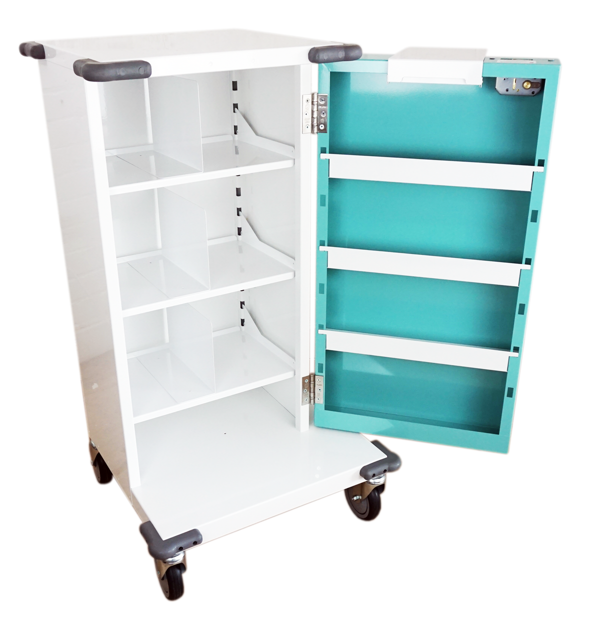 Pharmacy Medical - HECT410 30 CASSETTE NOMAD TROLLEY | SINGLE DOOR / KEY LOCK