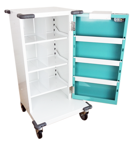 Pharmacy Medical - HECT410 30 CASSETTE NOMAD TROLLEY | SINGLE DOOR / KEY LOCK