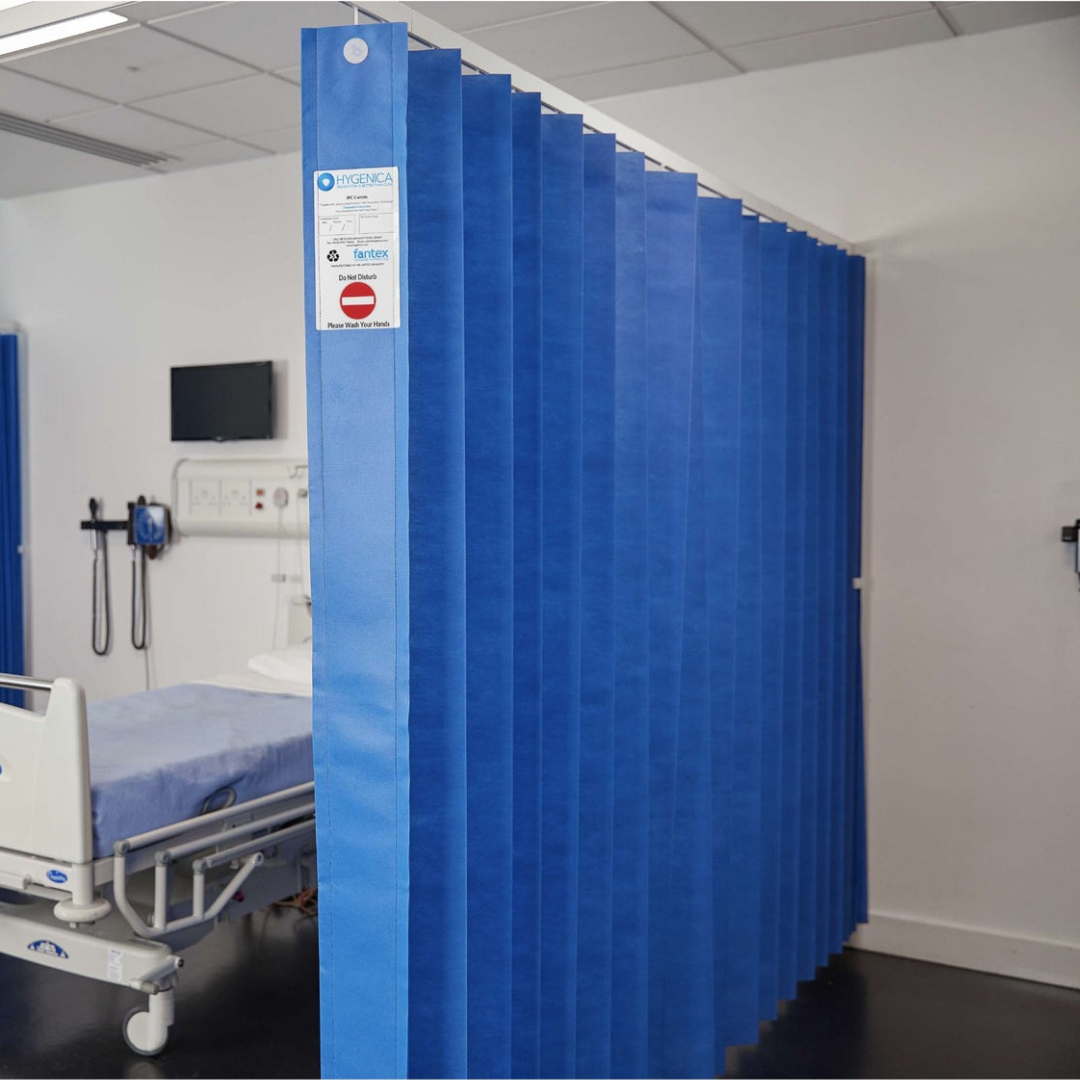 Hygenica - Anti Microbial Treated Fantex® IPC Disposable Cubicle Curtain - large (7500mm x 2000mm) , multiple hook options