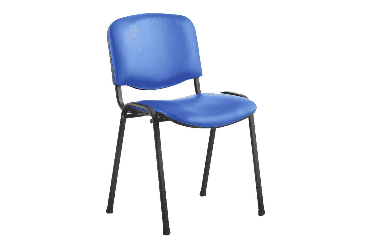 Pack Of 4 Vinyl Stacking Conference Chairs With Black Frame BLUE CHAIR W/ Arms