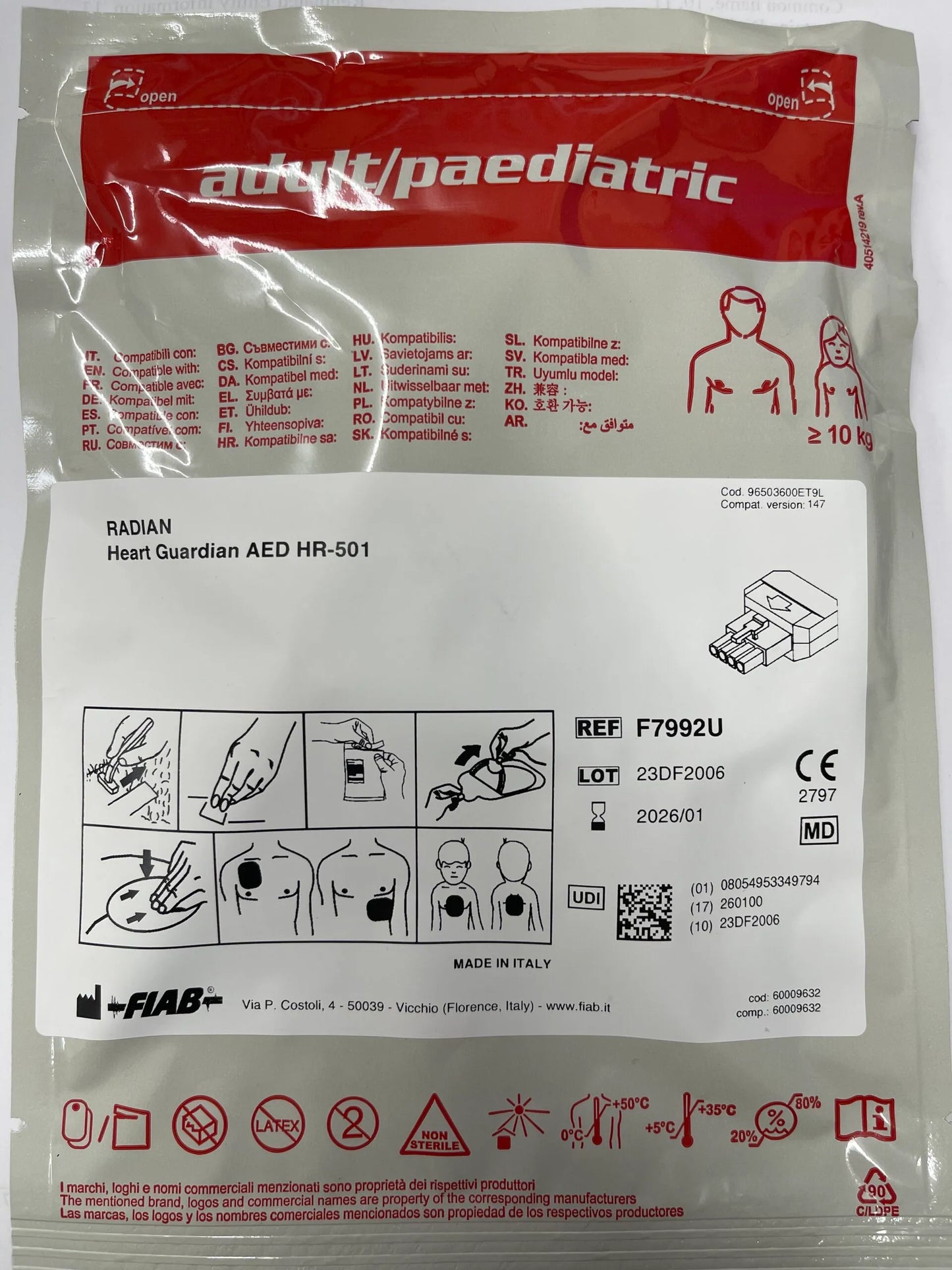 Replacement Defib Pads for the Radian Heart Guardian AED (HR-501)