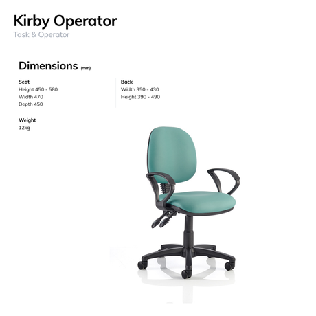 Kirby Operator chair Dimensions