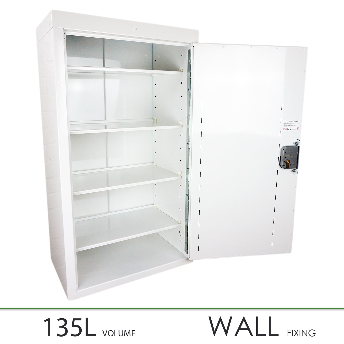 Pharmacy Medical - HECMC350 MEDICINE / DRUGS CABINET 900 X 500 X 300mm | 3 FULL DEPTH SHELVES | R or L HINGE, optional warning light