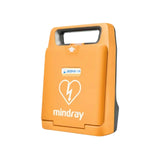 Orange AED Mindray C1A Fully automatic Defibrillate on a white background