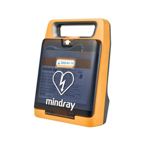 Mindray C2 AED defibrillator with orange casing on a white background