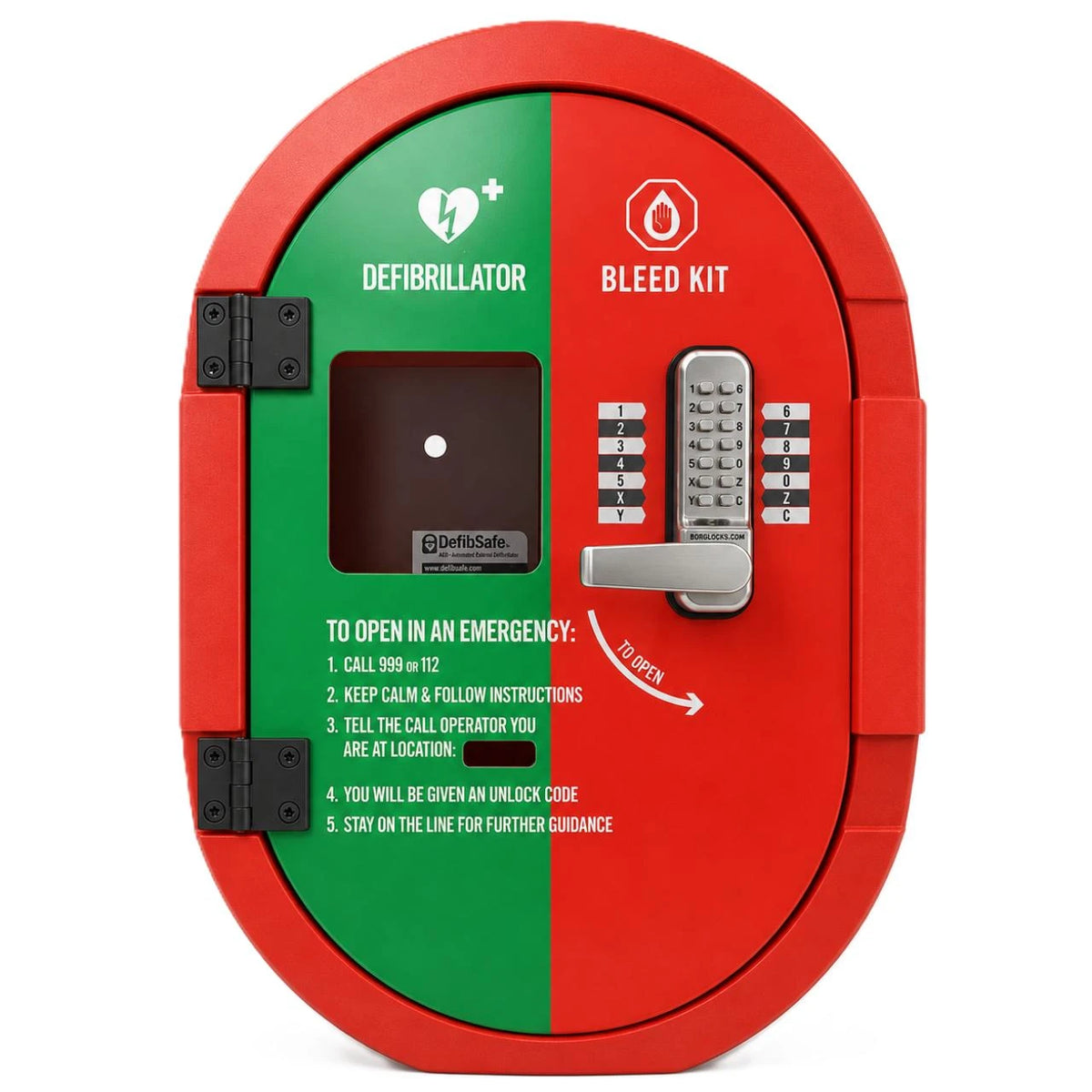 DefibSafe 2 Locked Heated Defibrillator & Bleed Split Cabinet